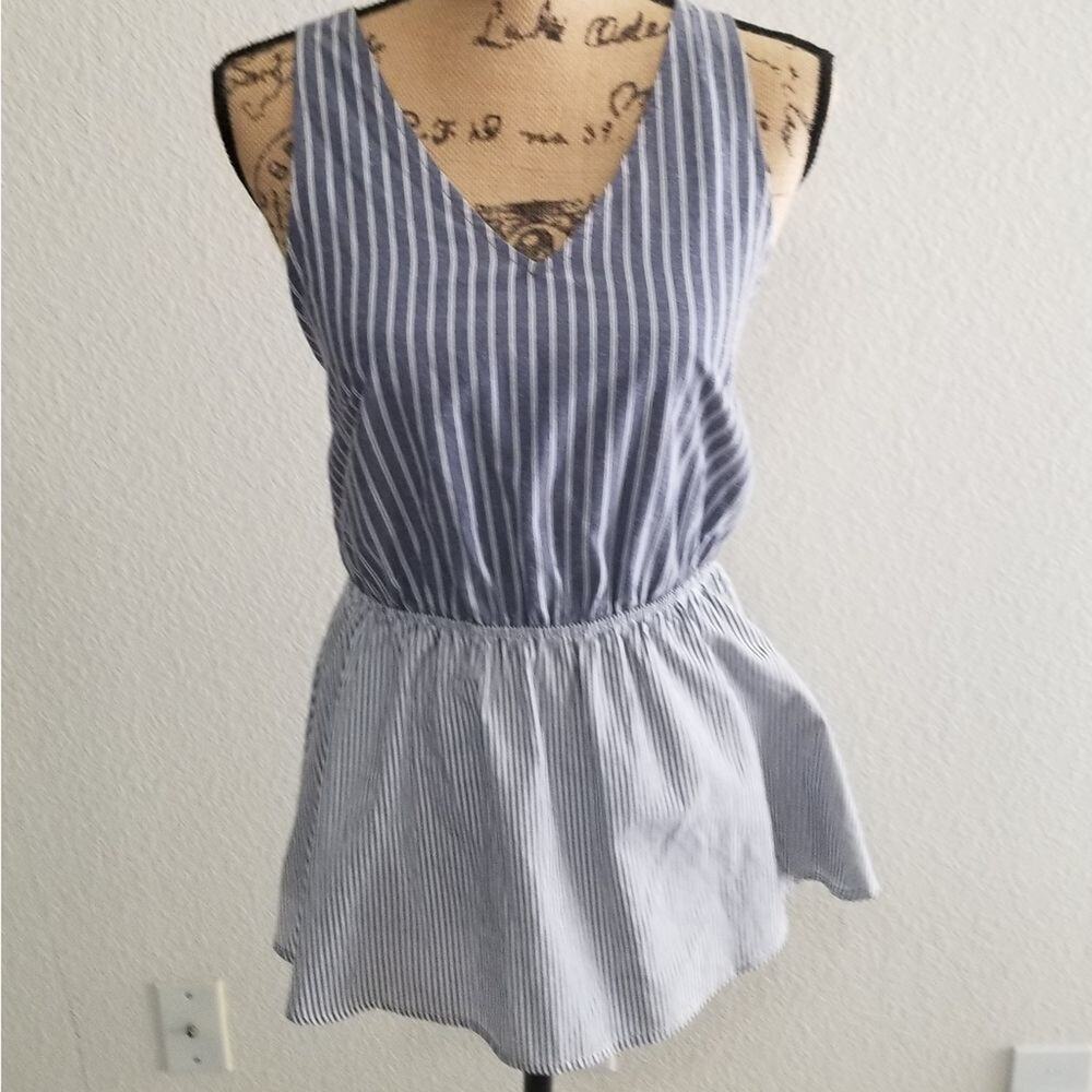 DOE‎ & Rae S blue and white stripe mini dress cotton polyester blend